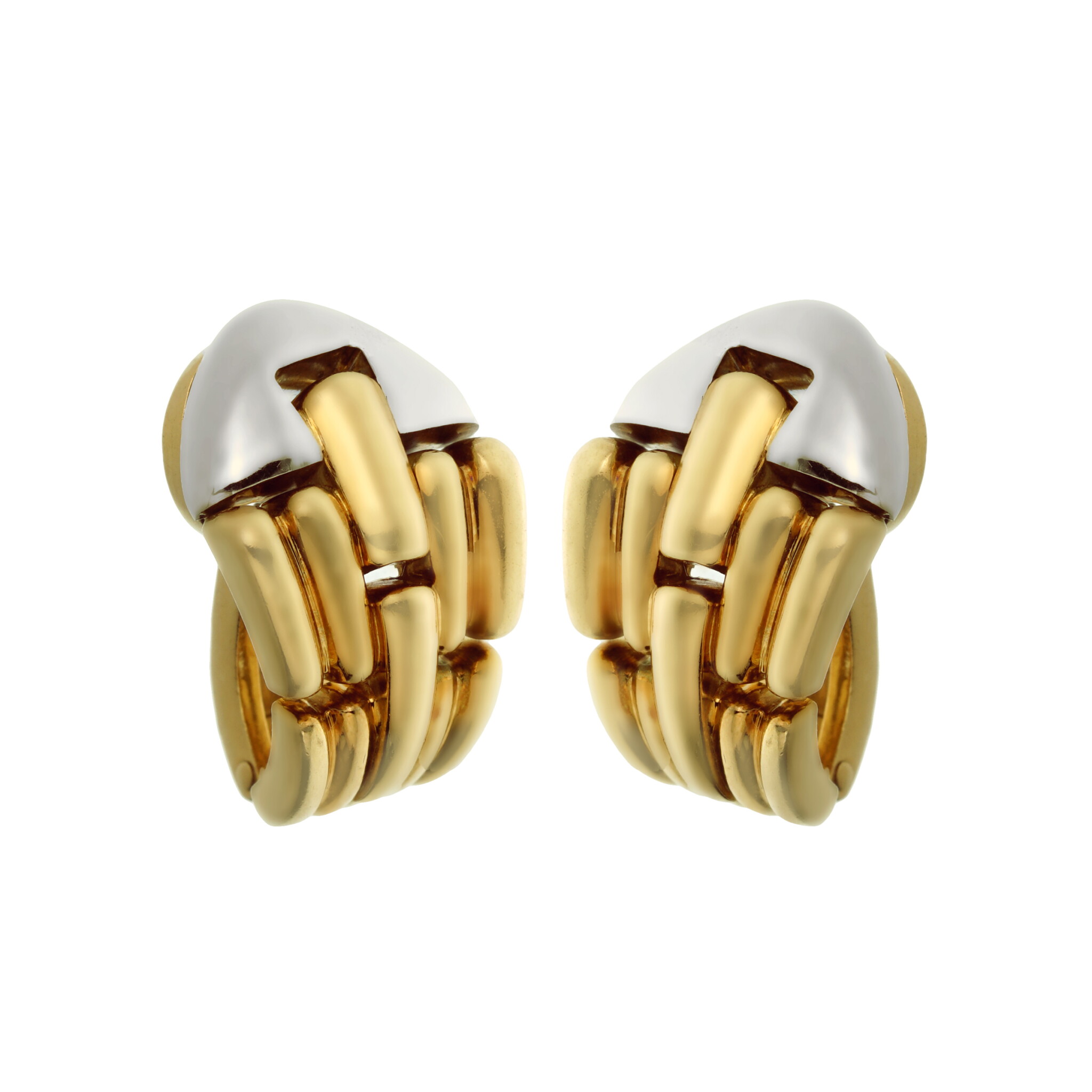 White Gold and Gold Two-Tone Earclips — view 1