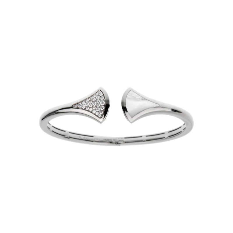 White Gold, Mother of Pearl and Diamond Diva's Dream Cuff Bracelet
