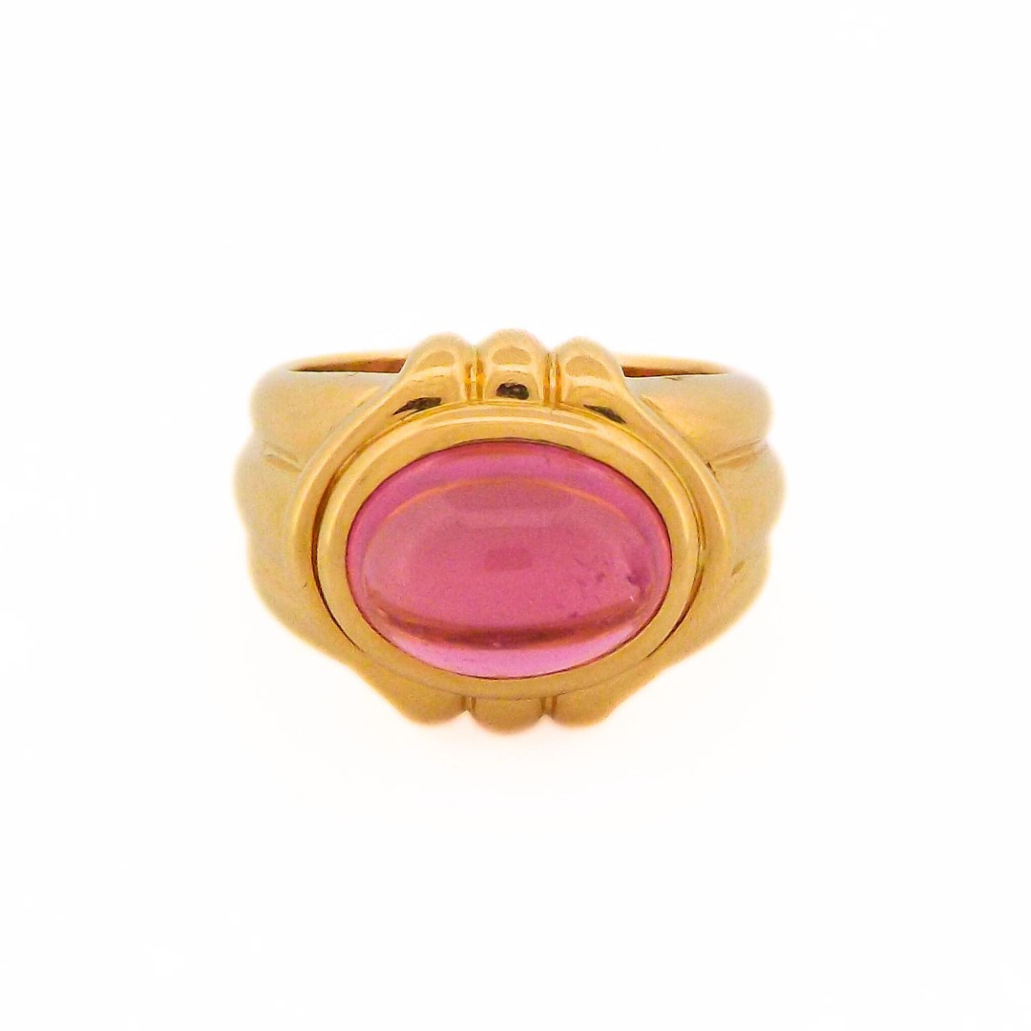 Gold and Pink Tourmaline Ring — view 1