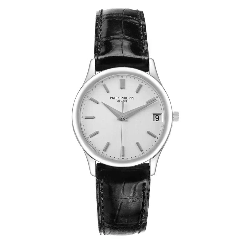 Calatrava (Reference 3998P). A 35mm platinum automatic wristwatch with date.