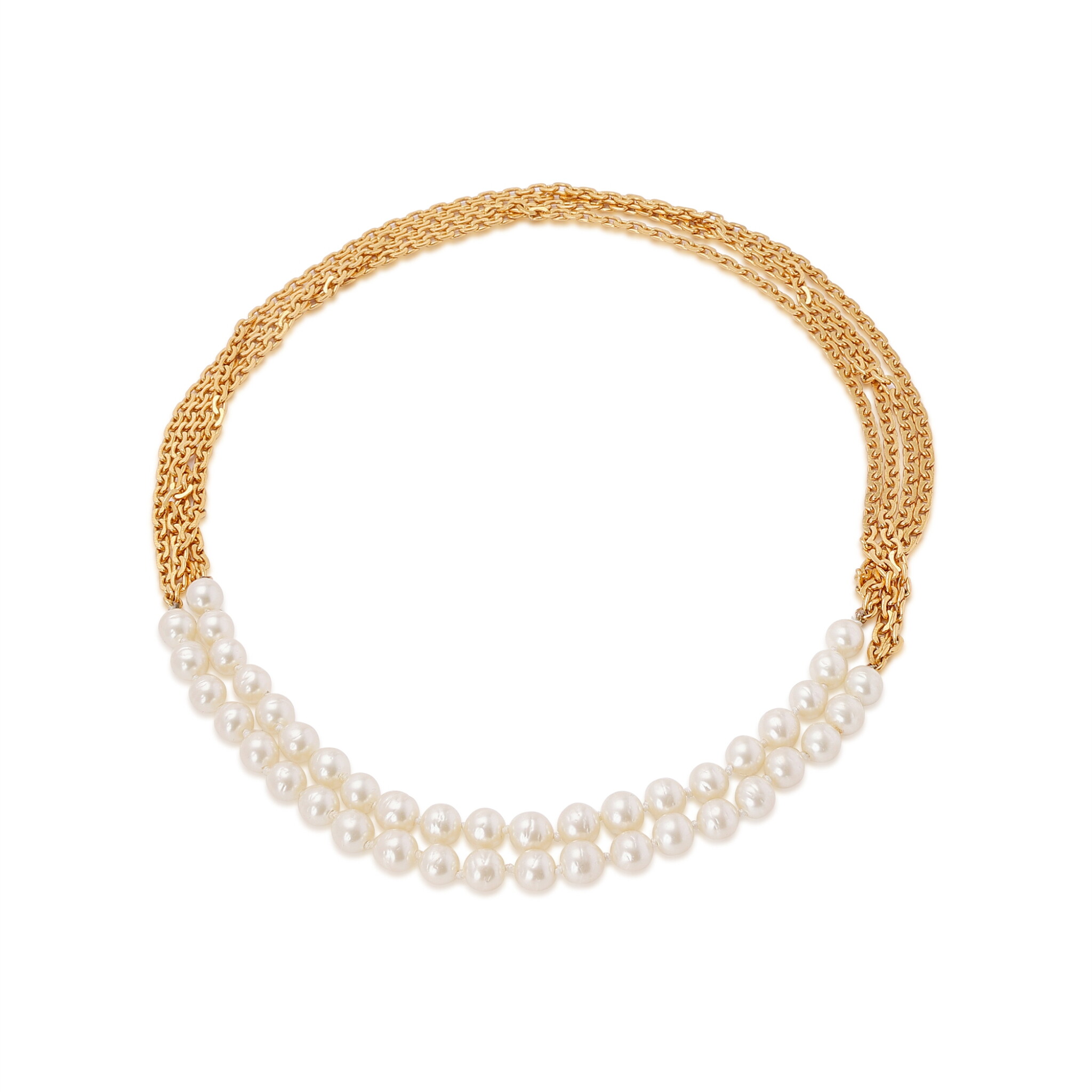 Imitation Pearl and Gold Metal Necklace, 1994 — view 1