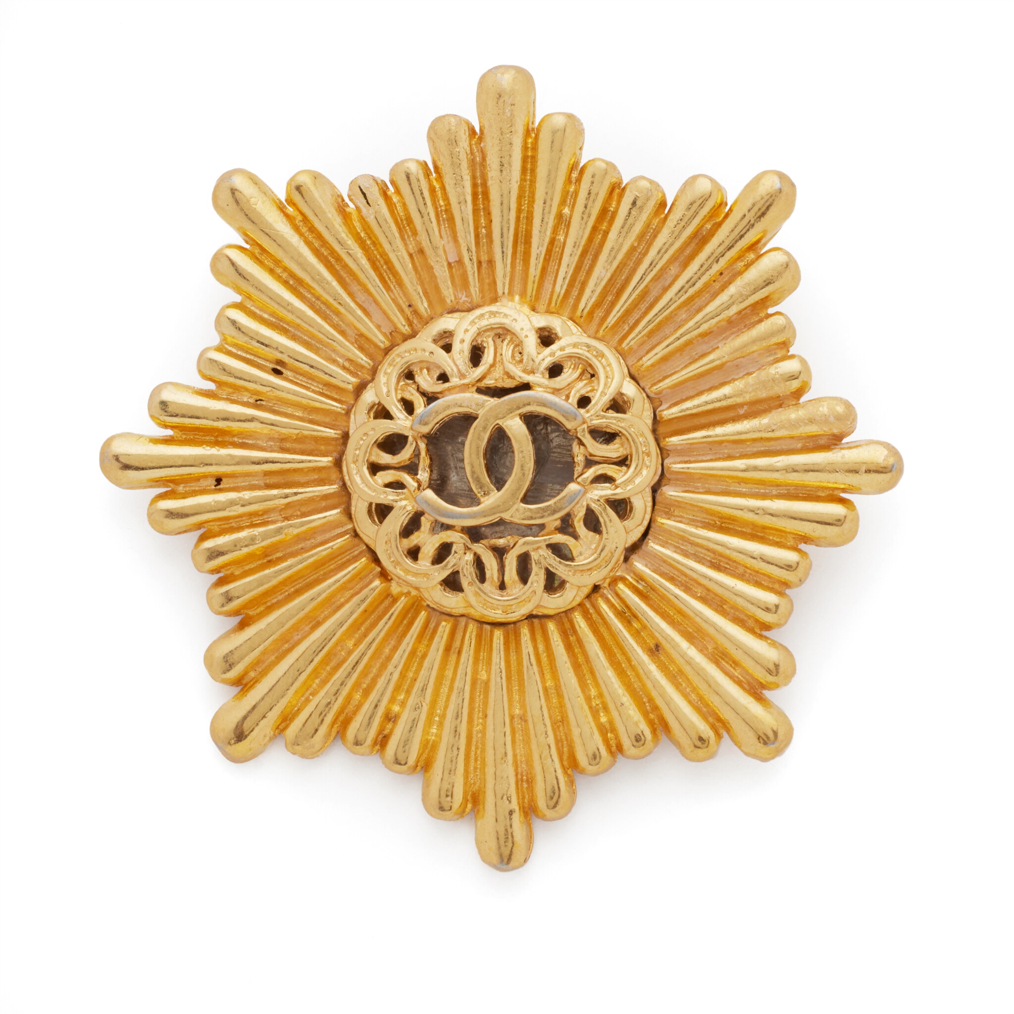 Gold Metal Starburst Brooch, 1983 — view 1