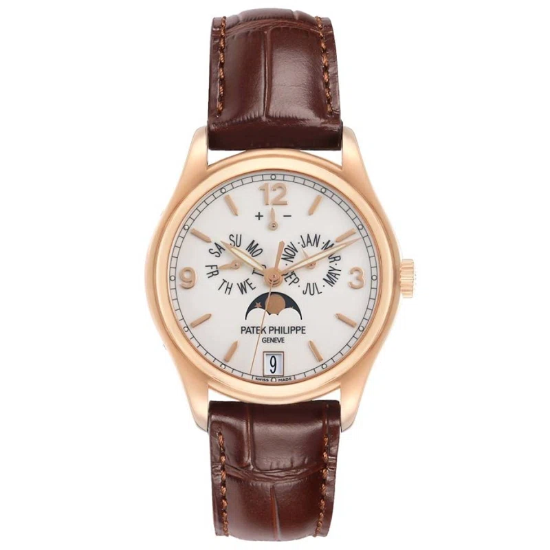Complications (Reference 5146R-001). A 39mm rose gold automatic wristwatch with date, day, month, moon phase, power reserve, and annual calendar.