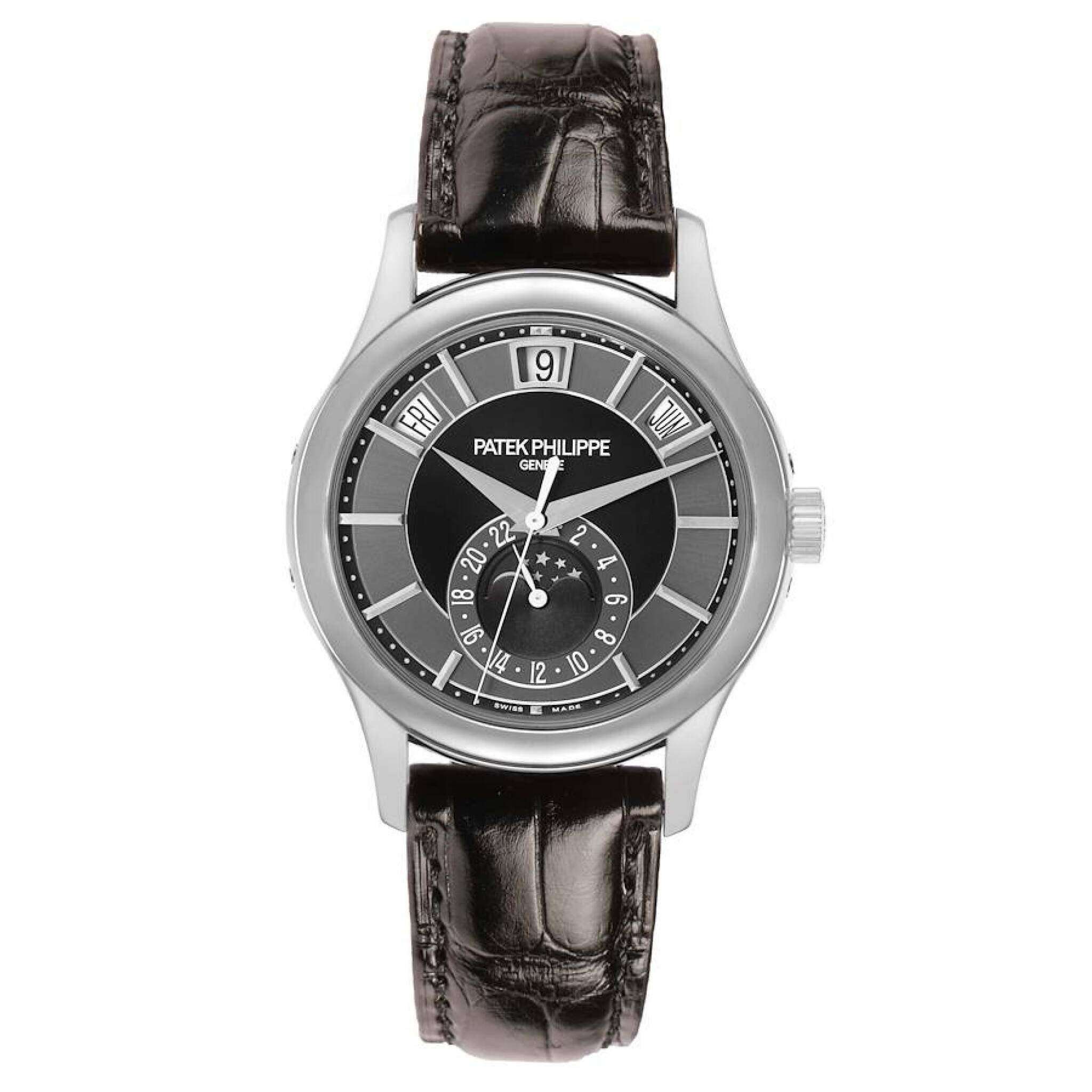 Complications (Reference 5205G-010). A 40mm white gold automatic wristwatch with date, day, month, moon phase, 24 hour-format, and annual calendar. 2014 — view 1