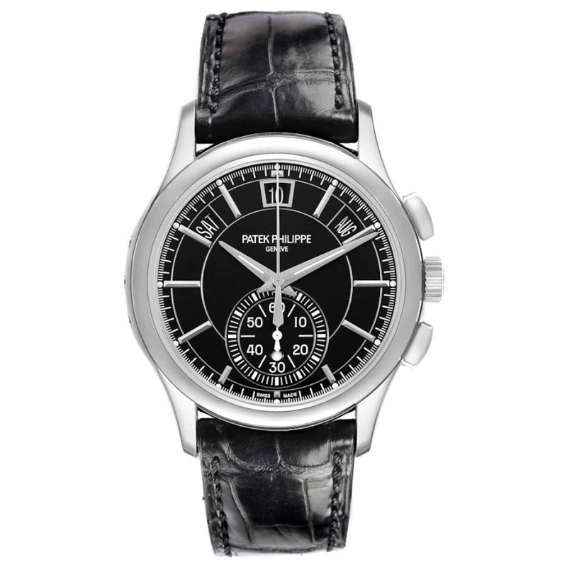 Complications (Reference 5905P-010). A 40mm platinum automatic wristwatch with flyback chronograph and annual calendar. 2017