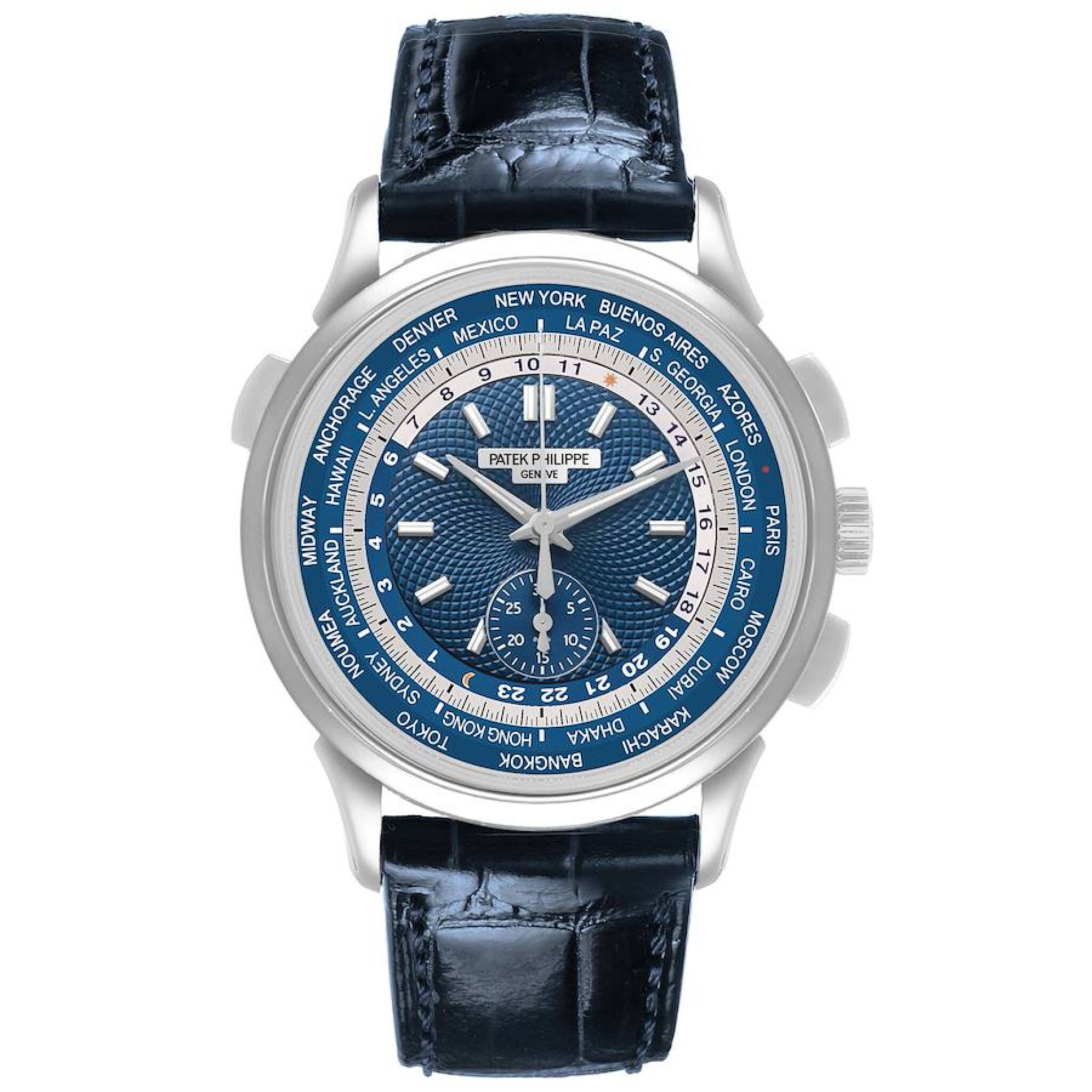 Complications (Reference 5930G-001). A 39.5mm white gold automatic wristwatch with world time. 2017 — view 1