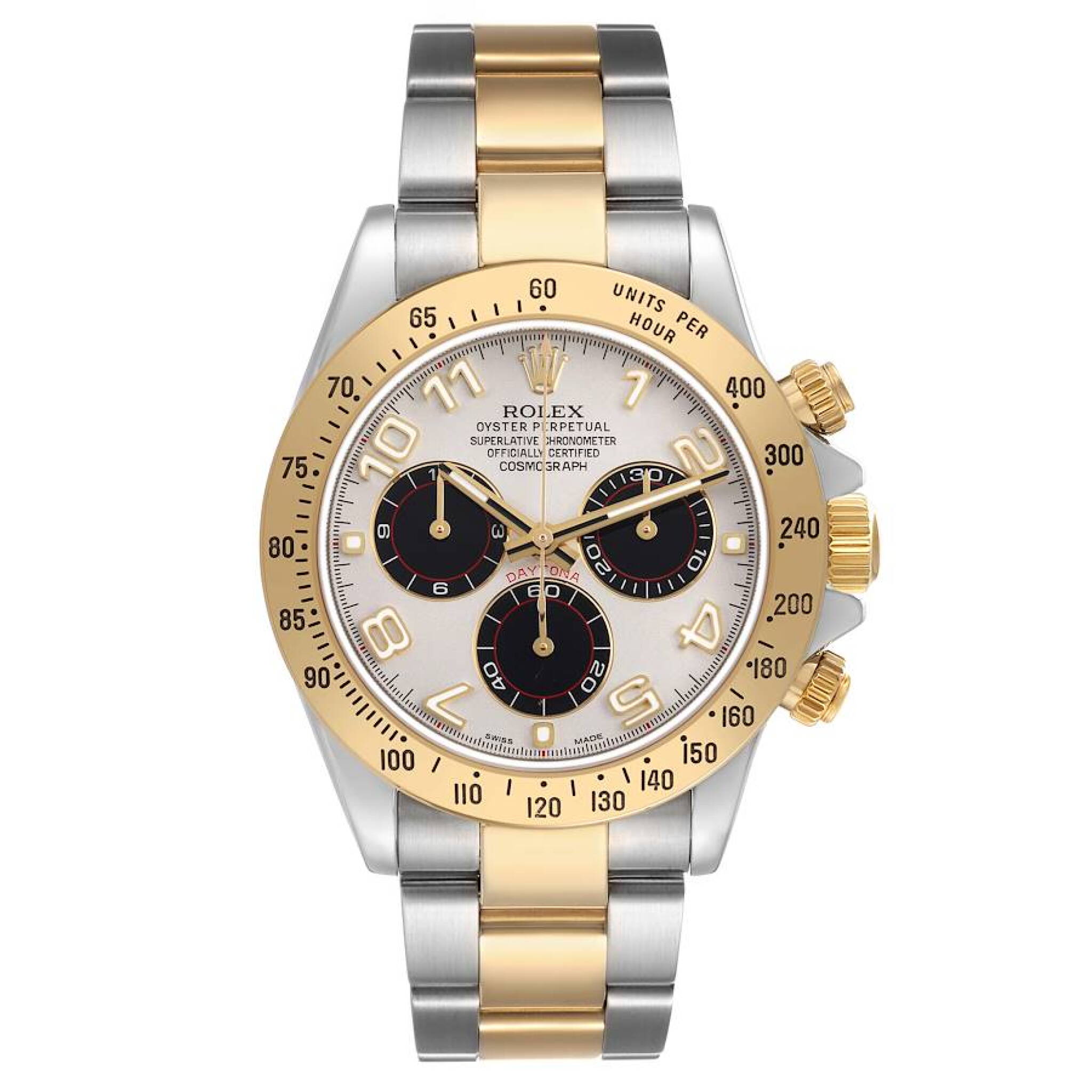Cosmograph Daytona Panda Racing Dial (Reference 116523). A 40mm yellow gold stainless steel automatic wristwatch with chronograph. 2015 — view 1