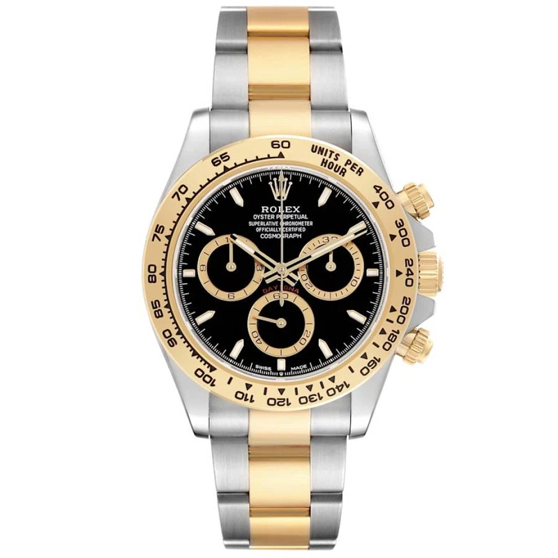 Cosmograph Daytona (المرجع 126503). ساعة يد من الذهب الأصفر والفولاذ المقاوم للصدأ بقطر 40mm، بحركة أوتوماتيكية، مع كرونوغراف. 2025