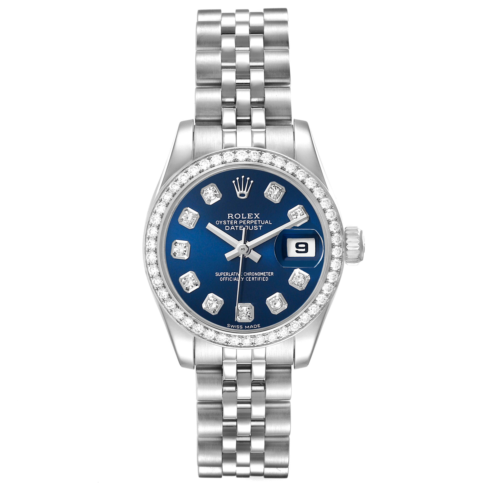 Datejust (Reference 179384). A 26mm stainless steel white gold diamond-set automatic wristwatch with date. 2013 — view 1
