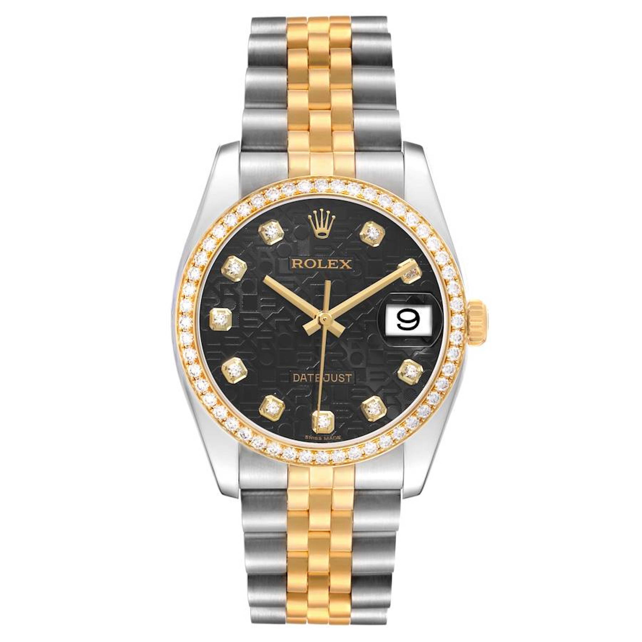Datejust (Reference 116243). A 36mm yellow gold stainless steel diamond-set automatic wristwatch with date. — view 1