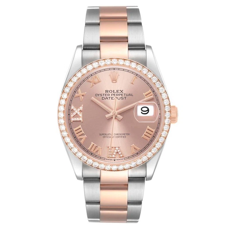 Datejust (Reference 126281). A 36mm rose gold stainless steel automatic wristwatch with date. 2021