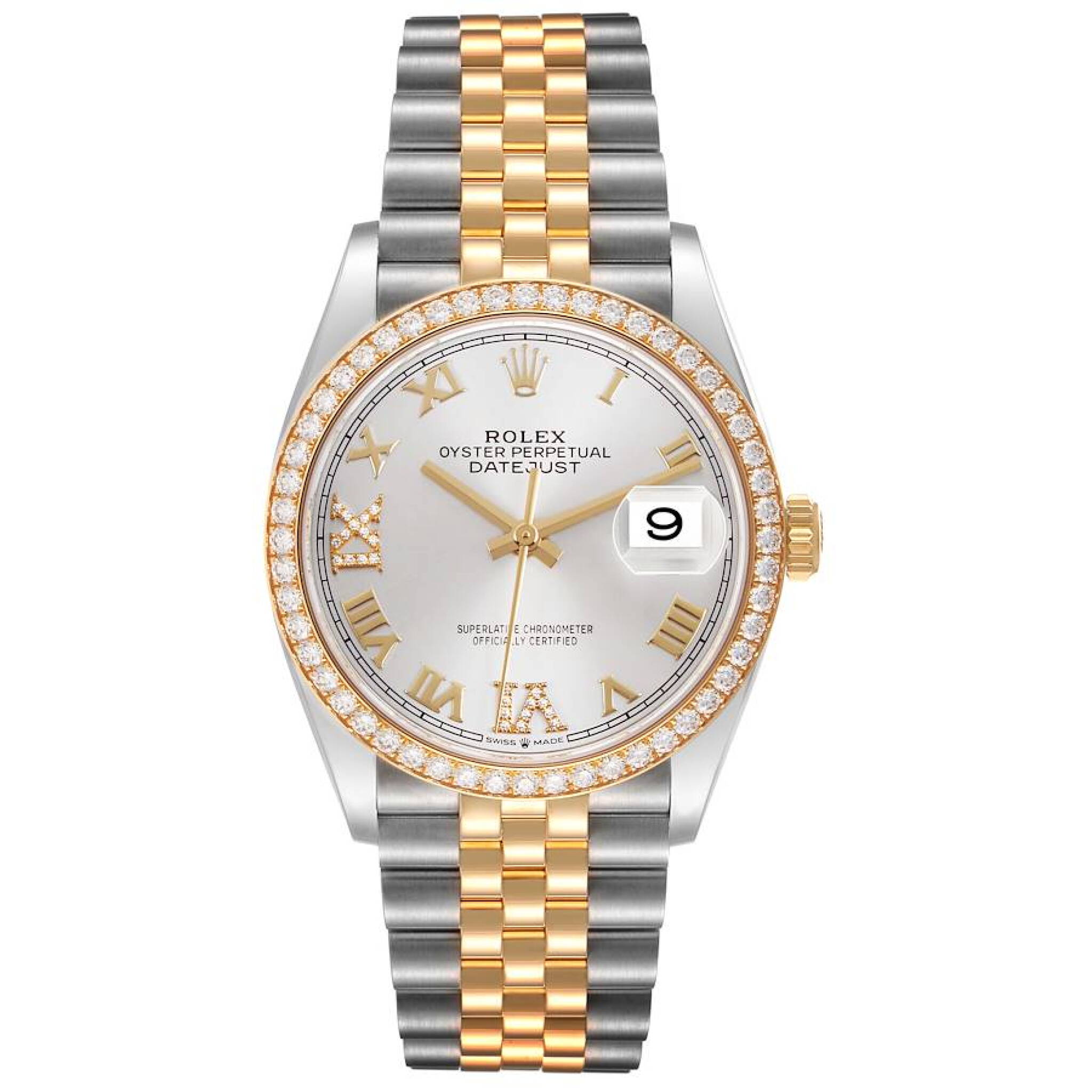Datejust (Reference 126283). An unworn 36mm yellow gold stainless steel diamond-set automatic wristwatch with date. — view 1