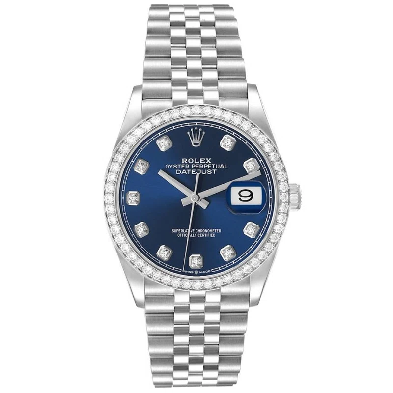 Datejust (Reference 126284RBR). A 36mm white gold stainless steel diamond-set automatic wristwatch with date. 2025