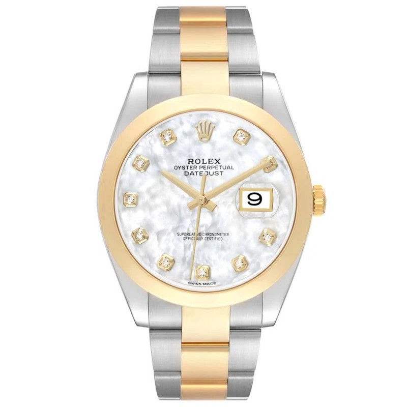 Datejust (Reference 126303). A 41mm yellow gold stainless steel diamond-set automatic wristwatch with date.