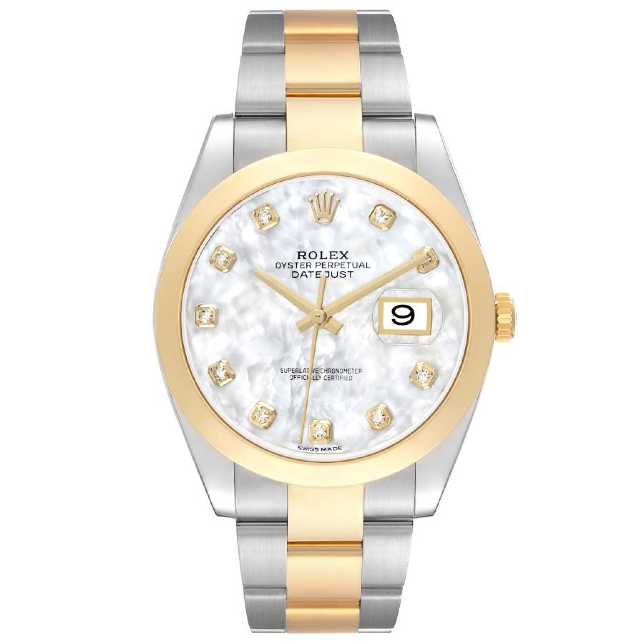 Datejust (Reference 126303). A 41mm yellow gold stainless steel diamond-set automatic wristwatch with date. — view 1