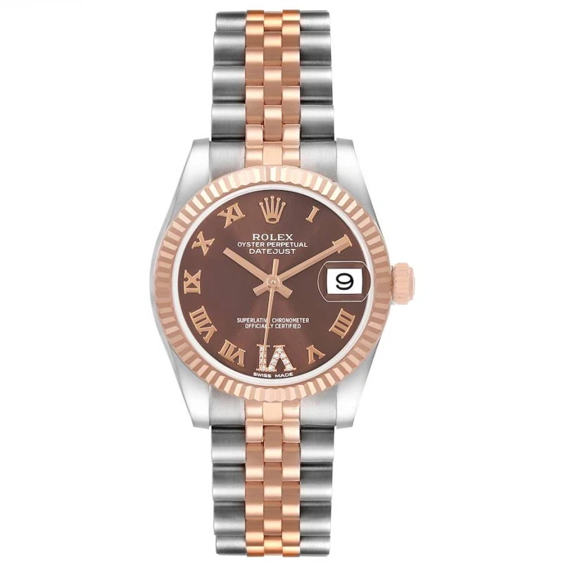 Datejust (Reference 178271). A 31mm rose gold stainless steel diamond-set automatic wristwatch with date.