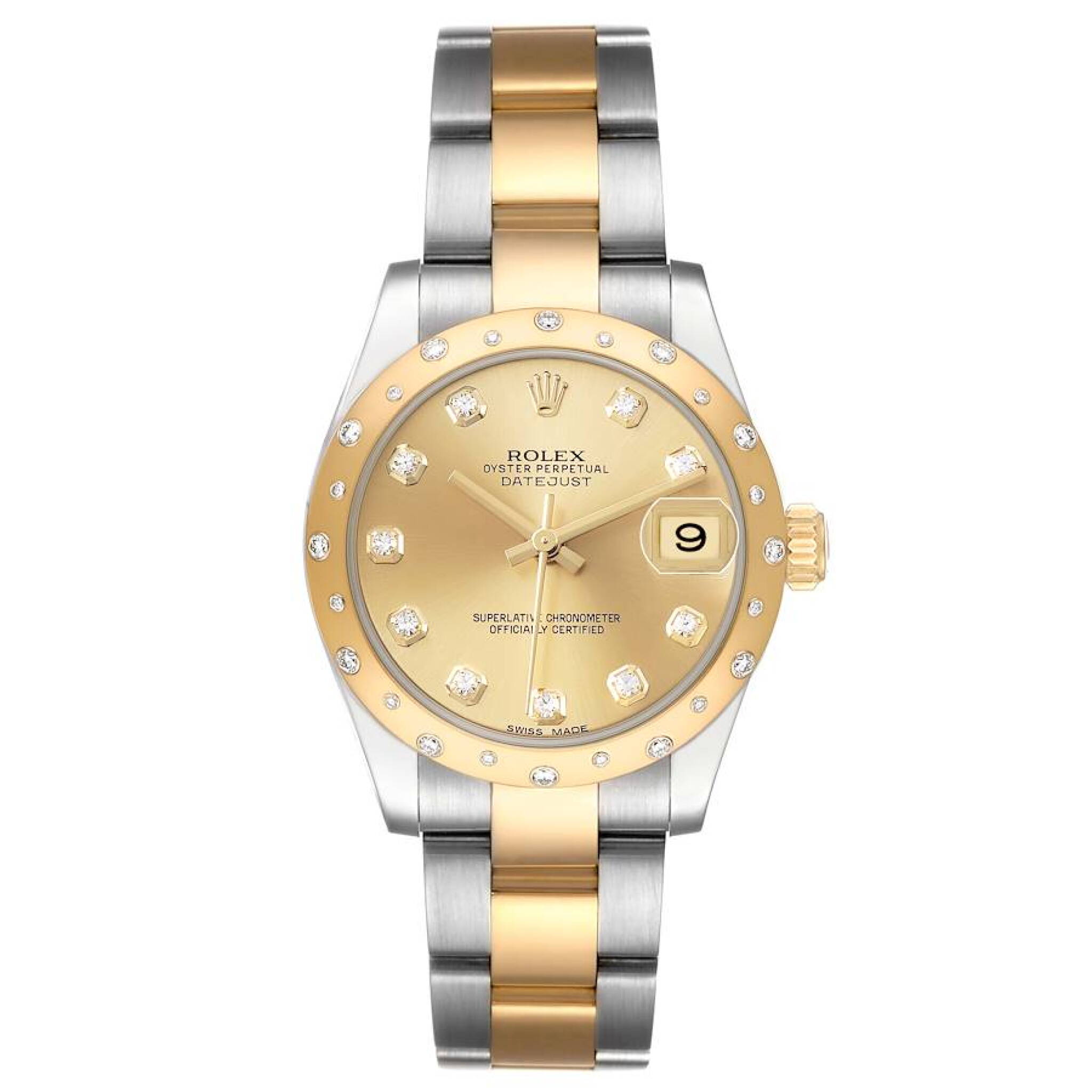 Datejust (Reference 178343). A 31mm yellow gold stainless steel diamond-set automatic wristwatch with date. 2018 — view 1