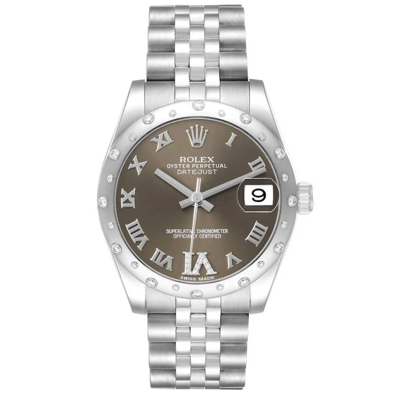 Datejust (Reference 178344). A 31mm white gold stainless steel diamond-set automatic wristwatch with date.