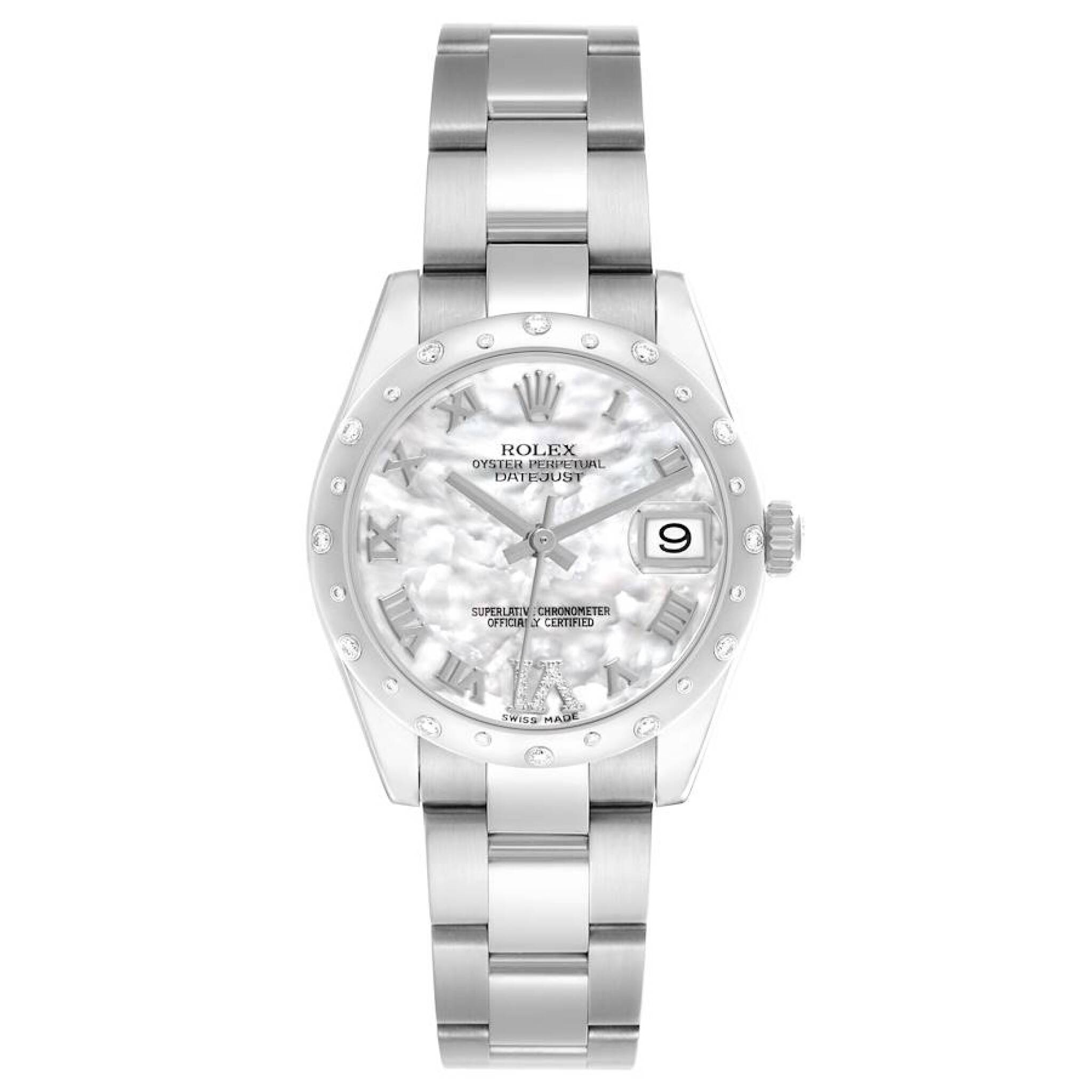 Datejust (Reference 178344). A 31mm white gold stainless steel diamond-set automatic wristwatch with date. 2018 — view 1