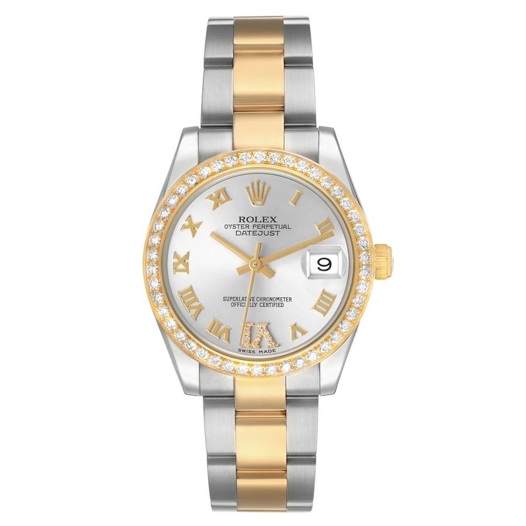 Datejust (Reference 178383). A 31mm yellow gold stainless steel diamond-set automatic wristwatch with date. 2011 — view 1