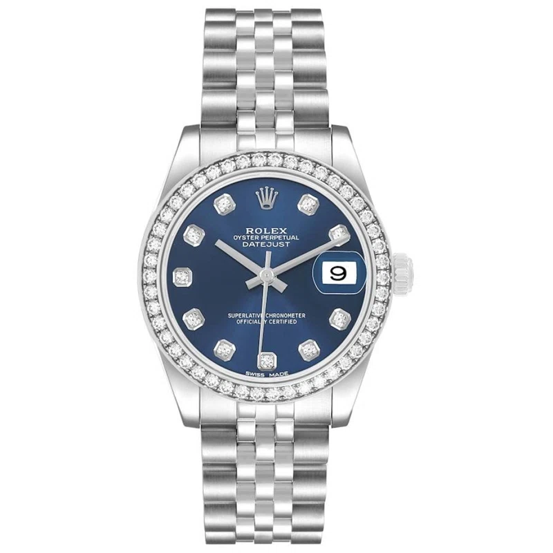 Datejust (Reference 178384). A 31mm white gold stainless steel diamond-set automatic wristwatch with date. 2019