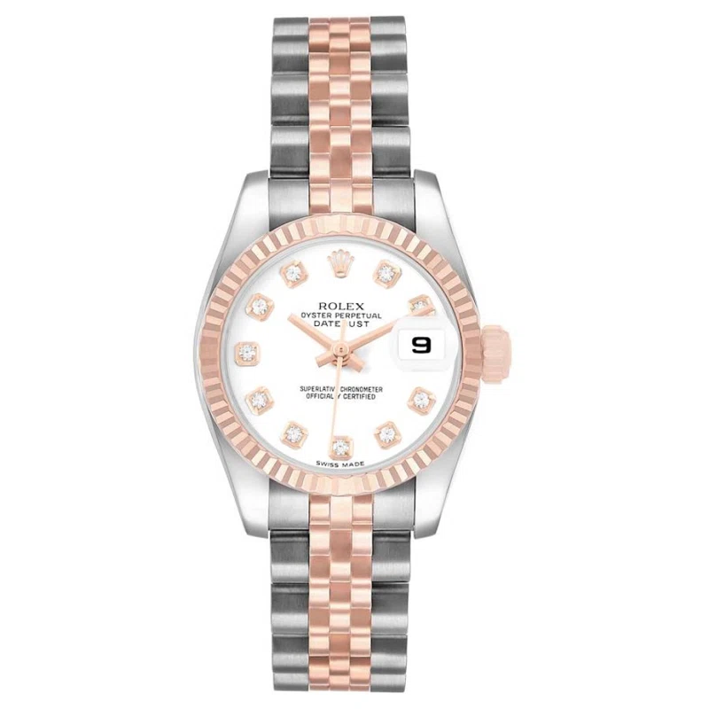 Datejust (Reference 179171). A 26mm rose gold stainless steel diamond-set automatic wristwatch with date. 2008-2009