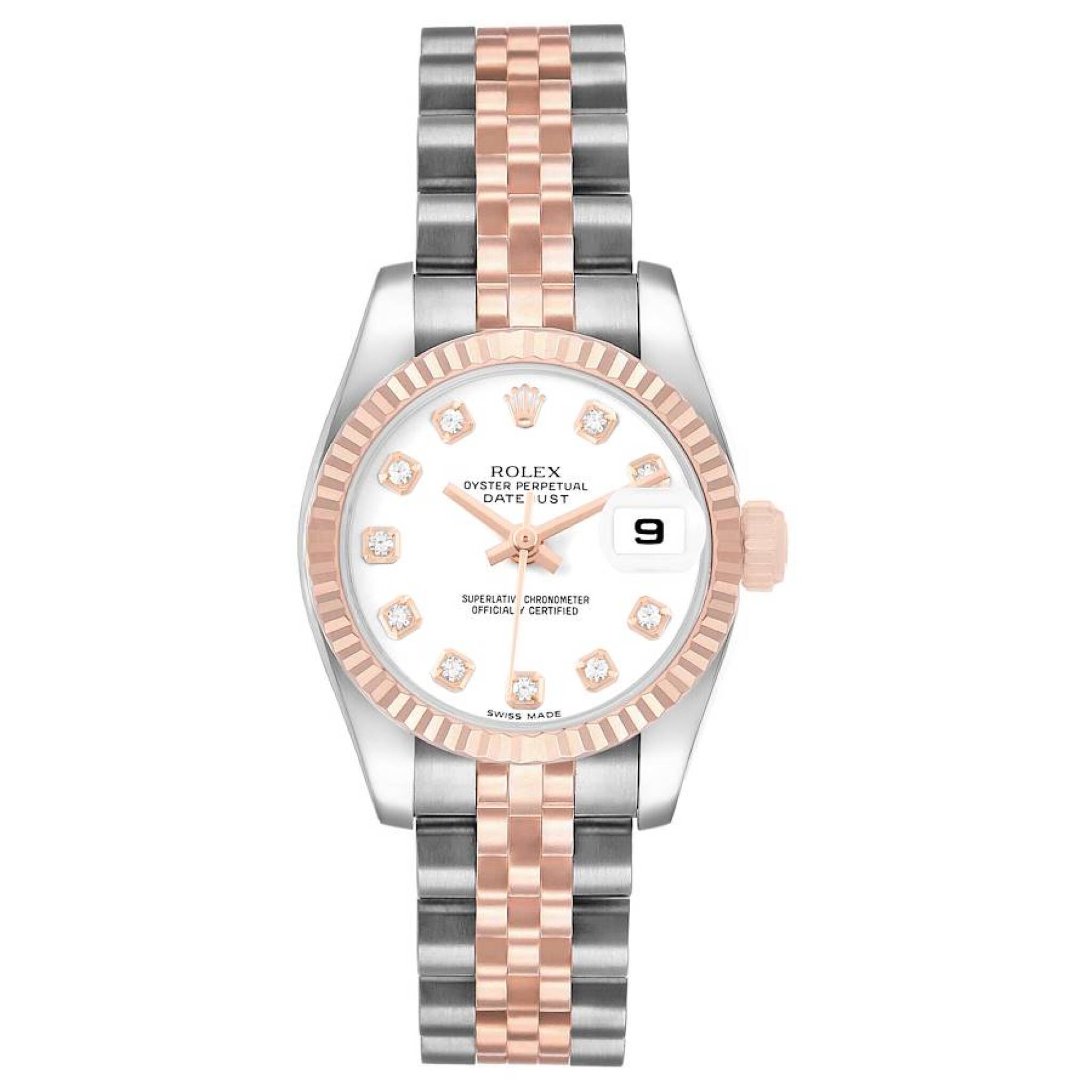 Datejust (Reference 179171). A 26mm rose gold stainless steel diamond-set automatic wristwatch with date. 2008-2009 — view 1