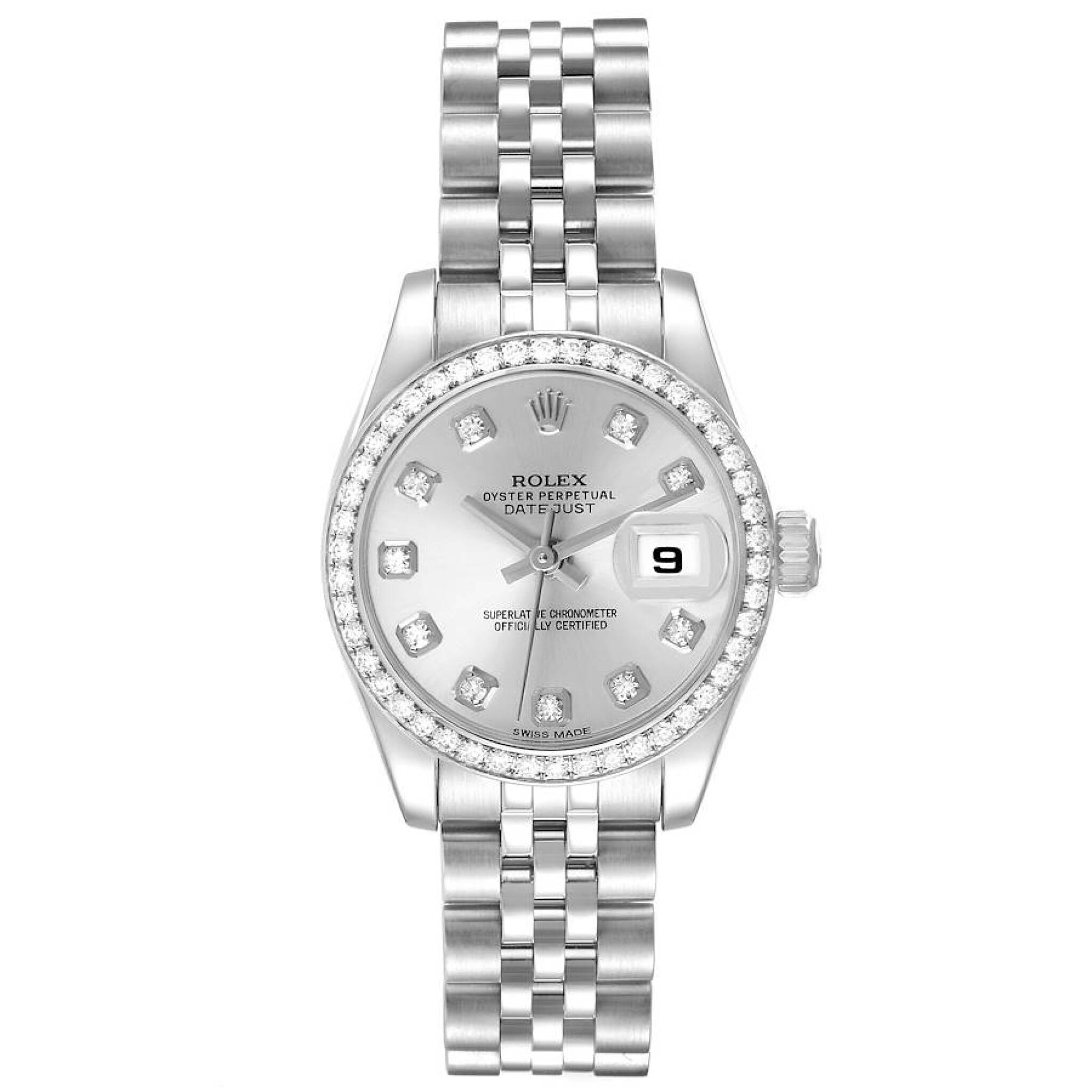 Datejust (Reference 179384). A 26mm white gold stainless steel diamond-set automatic wristwatch with date. — view 1