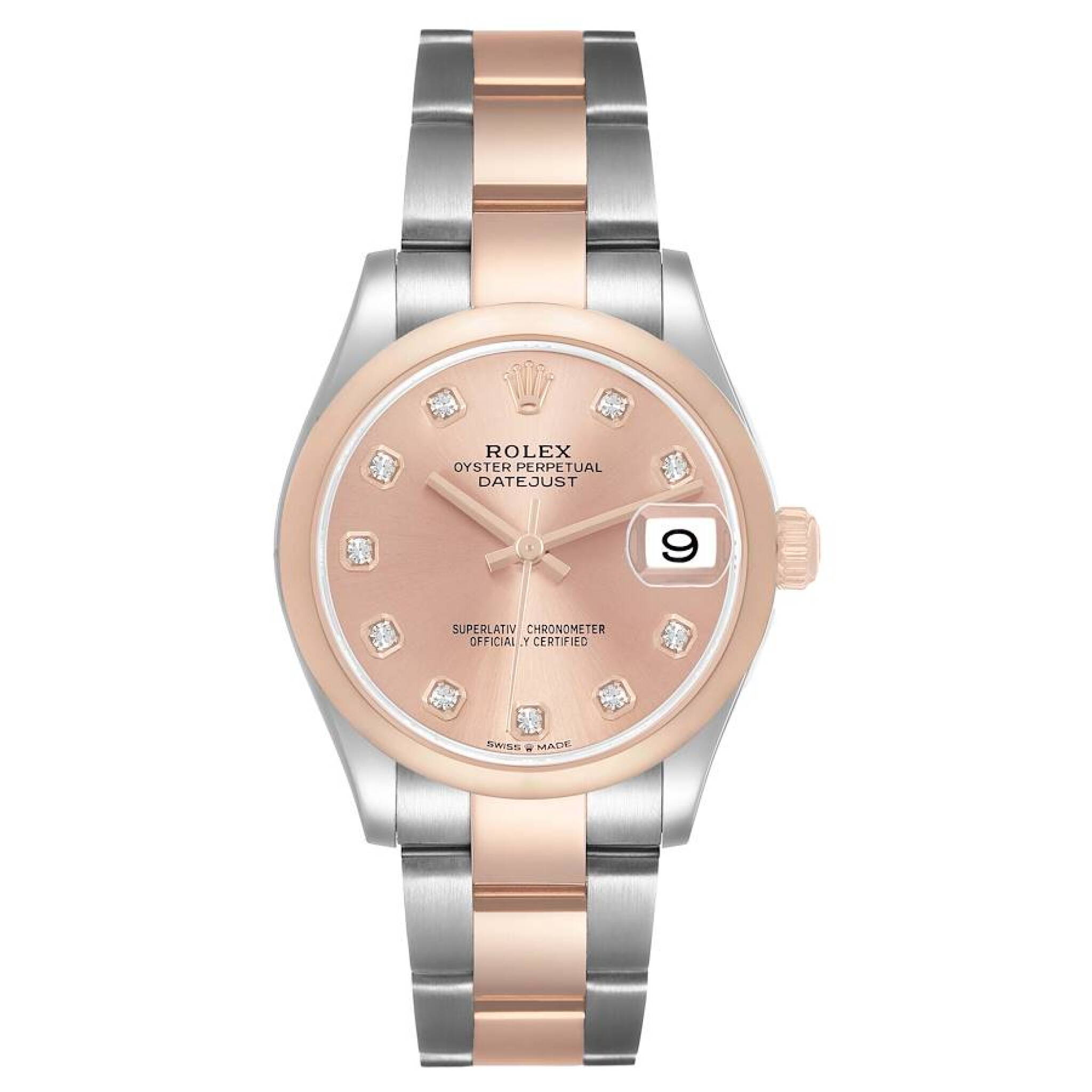Datejust (Reference 278241). A 31mm stainless steel rose gold diamond-set automatic wristwatch with date. 2020 — view 1