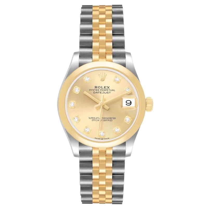 Datejust (Reference 278243). A 31mm yellow gold stainless steel diamond-set automatic wristwatch with date. 2021
