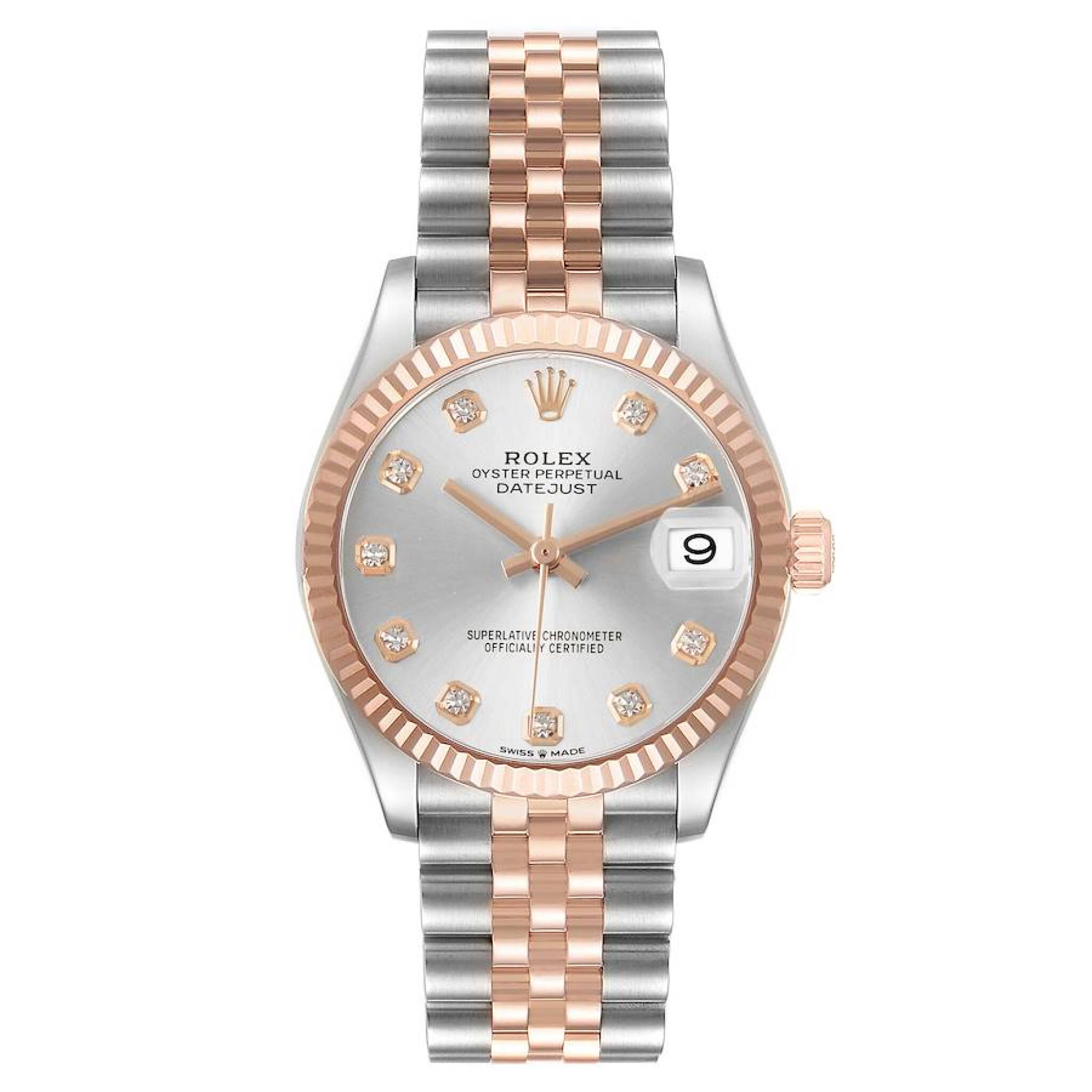 Datejust (Reference 278271). A 31mm rose gold stainless steel diamond-set automatic wristwatch with date. 2021 — view 1
