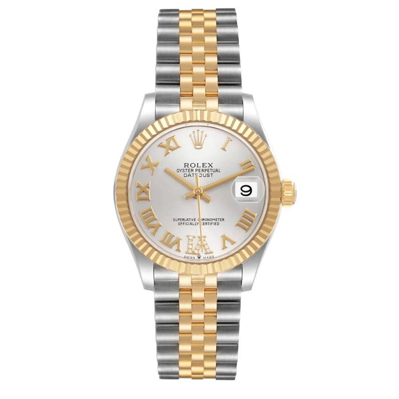 Datejust (Reference 278273). A 31mm stainless steel yellow gold diamond-set automatic wristwatch with date.