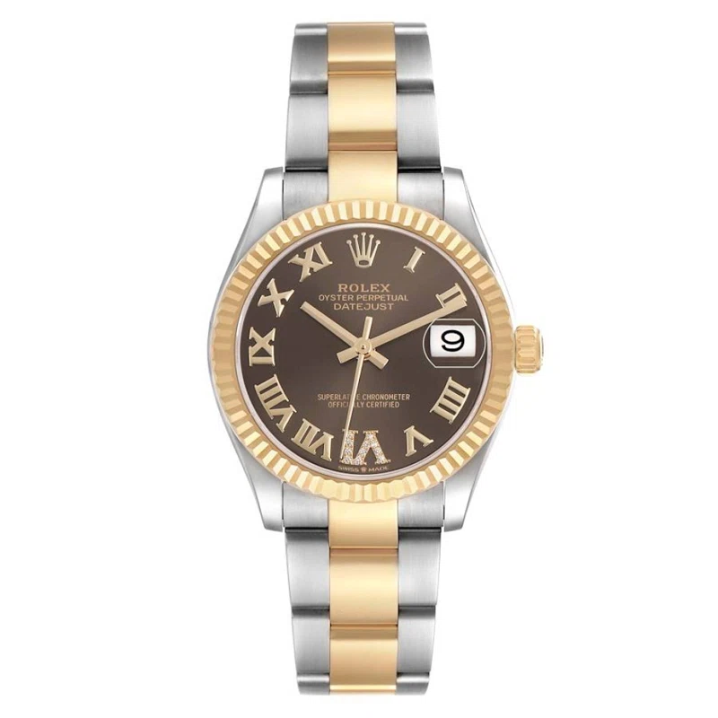 Datejust (Reference 278273). A 31mm yellow gold stainless steel diamond-set automatic wristwatch with date.