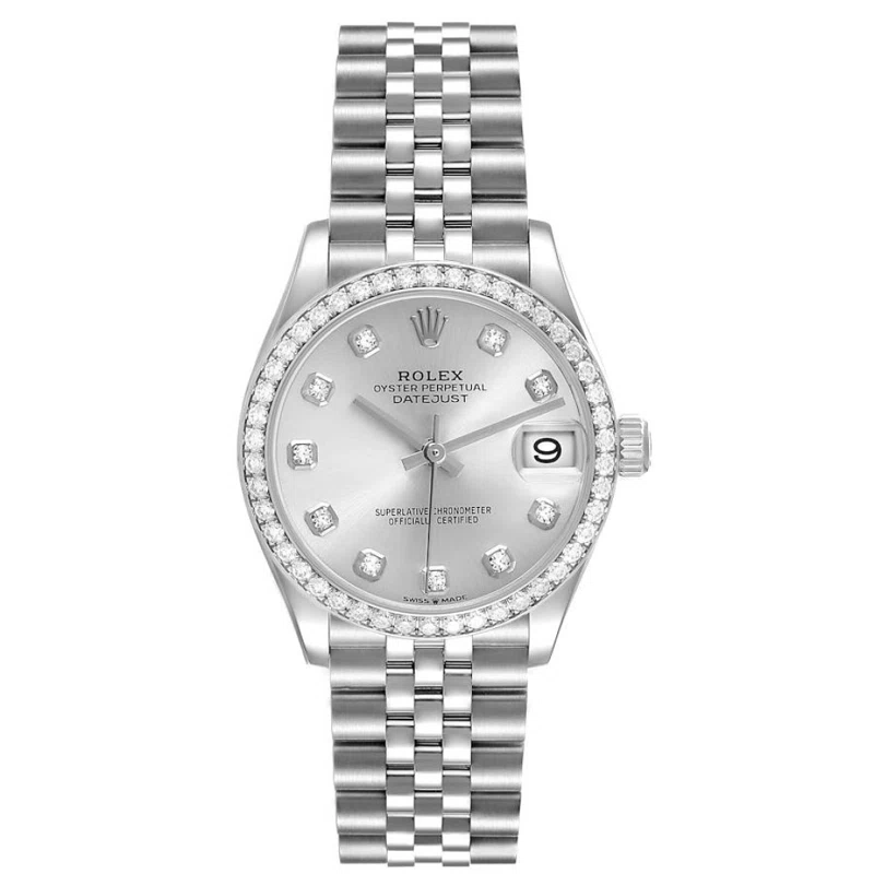 Datejust (Reference 278384RBR). A 31mm white gold stainless steel diamond-set automatic wristwatch with date. 2022