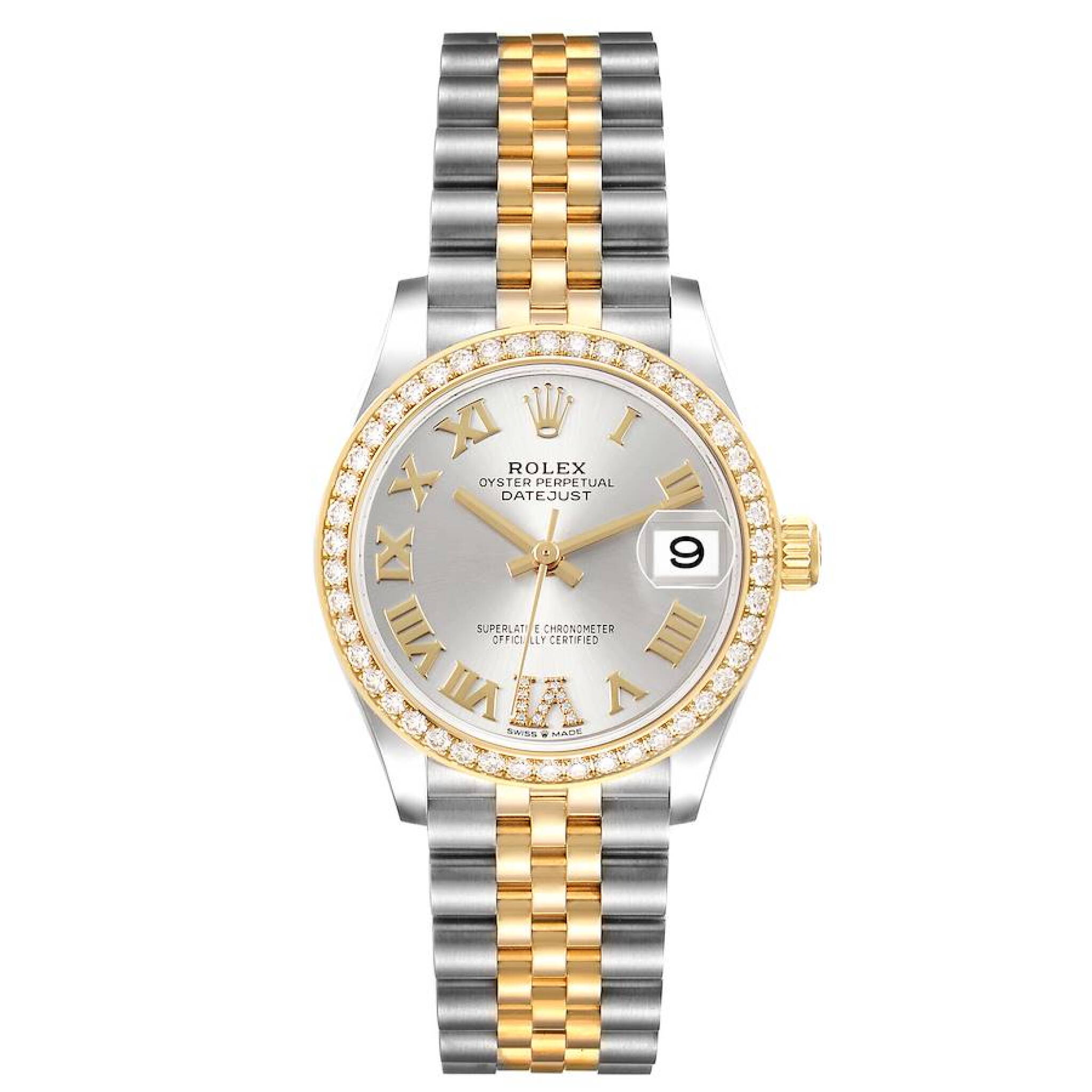 Datejust (Reference 278383RBR). A 31mm yellow gold stainless steel diamond-set automatic wristwatch with date. 2024 — view 1