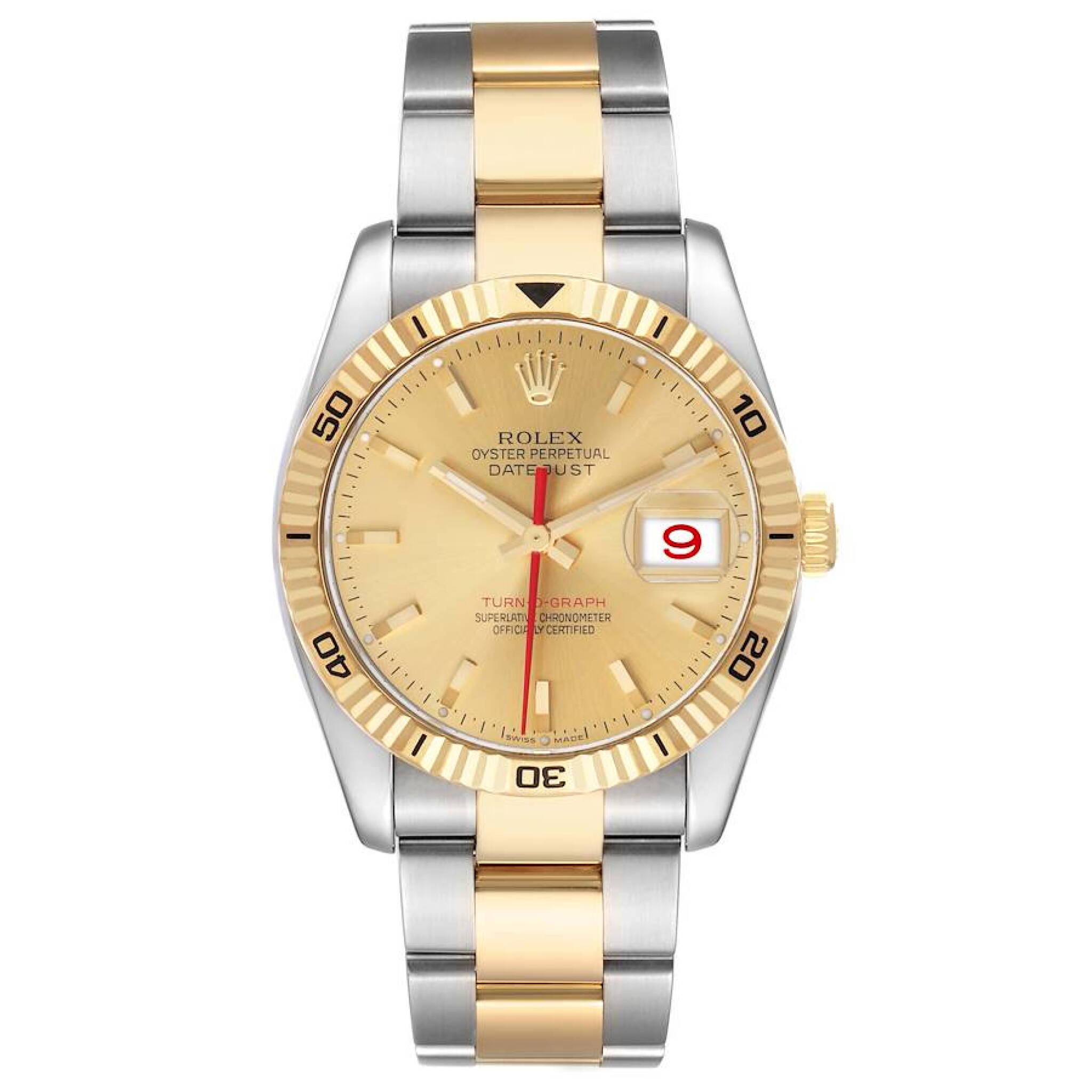 Datejust Turn-O-Graph (Reference 116263). A 36mm yellow gold stainless steel automatic wristwatch with date. 2005-2006 — view 1