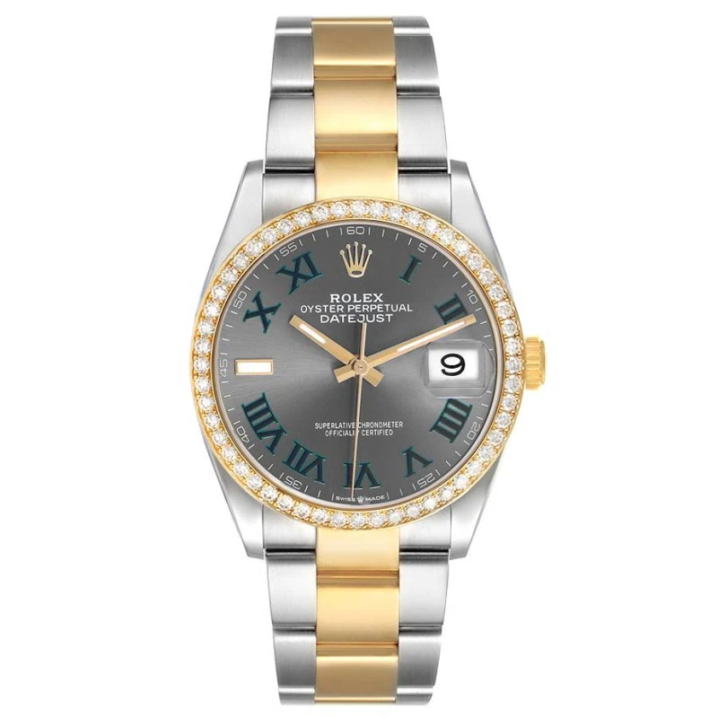 Datejust 'Wimbledon' (Reference 126283RBR). A 36mm yellow gold stainless steel automatic wristwatch with date. 2021