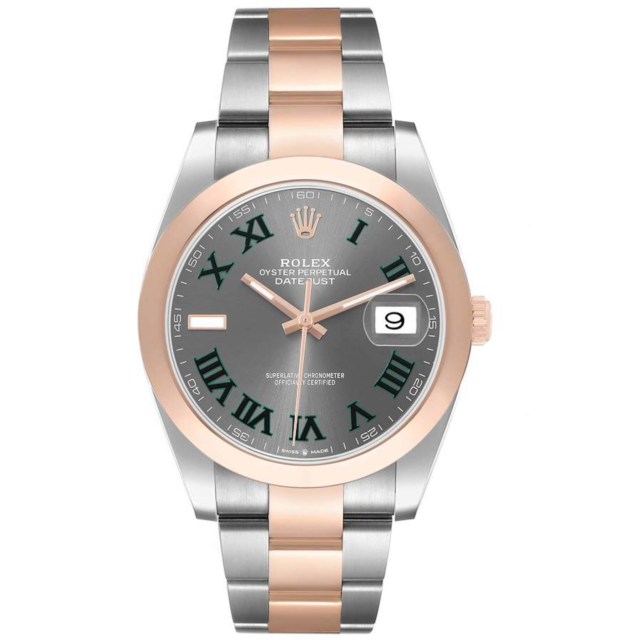 Datejust 'Wimbledon' (Reference 126301). A 41mm rose gold stainless steel automatic wristwatch with date. 2021 — view 1