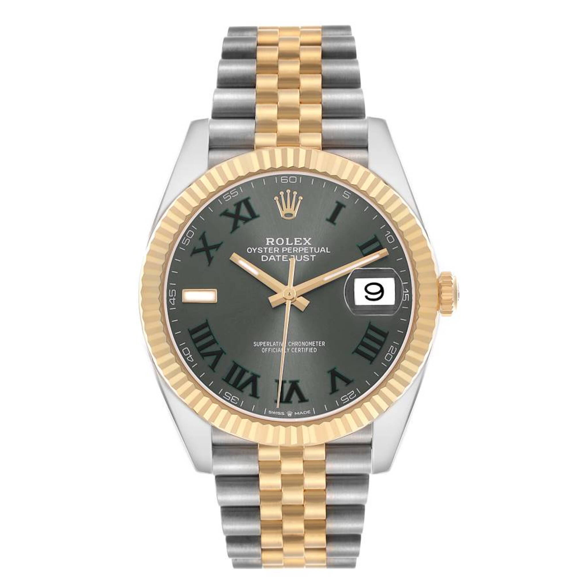 Datejust 'Wimbledon' (Reference 126333). A 41mm yellow gold stainless steel automatic wristwatch with date. 2021 — view 1