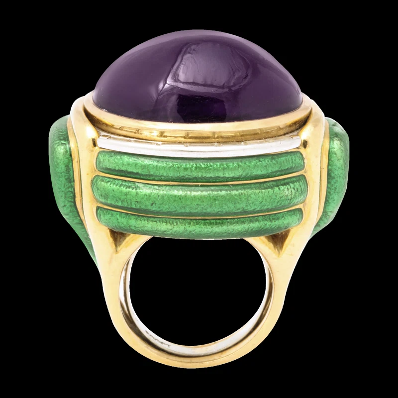Gold, Amethyst and Diamond Ring