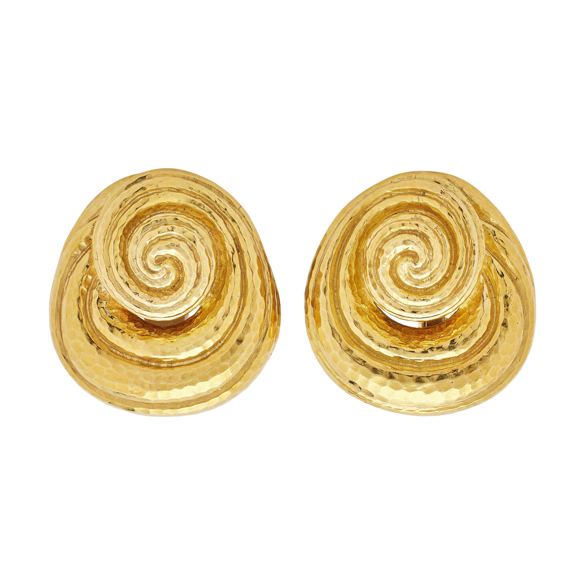 Gold Swirl Earclips — view 1