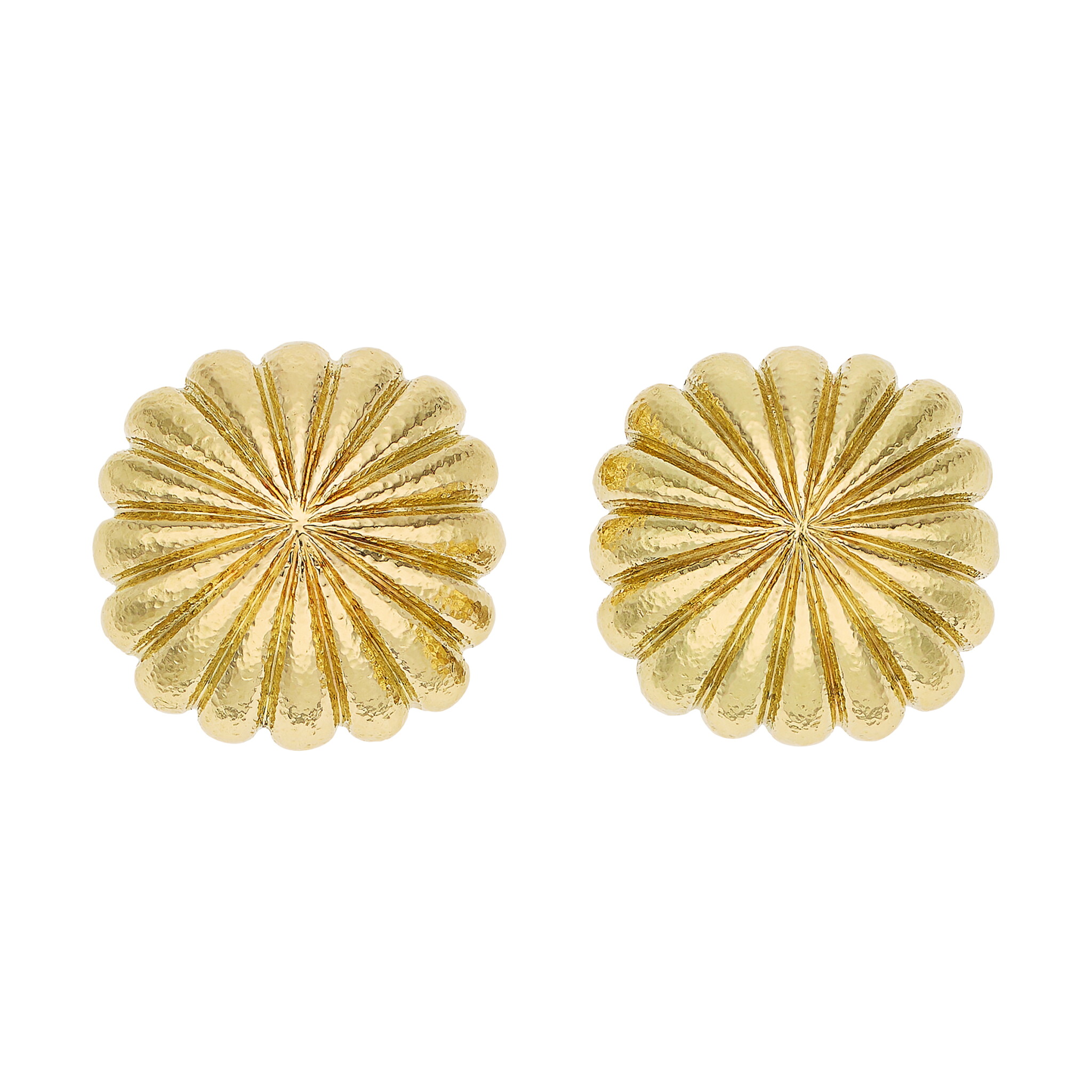 Gold Hammered Earclips — view 1