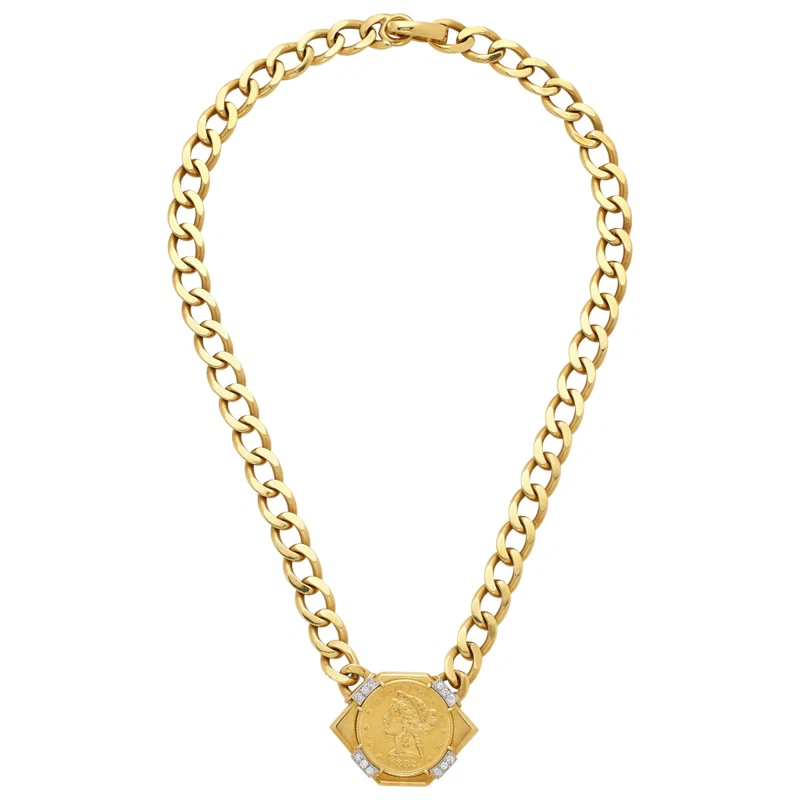 Gold, Platinum, Diamond and Liberty Head Coin Necklace
