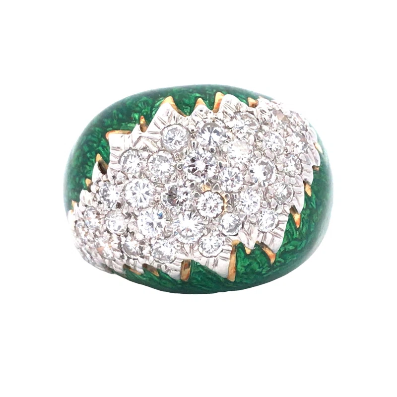 Gold, Platinum, Enamel and Diamond Ring