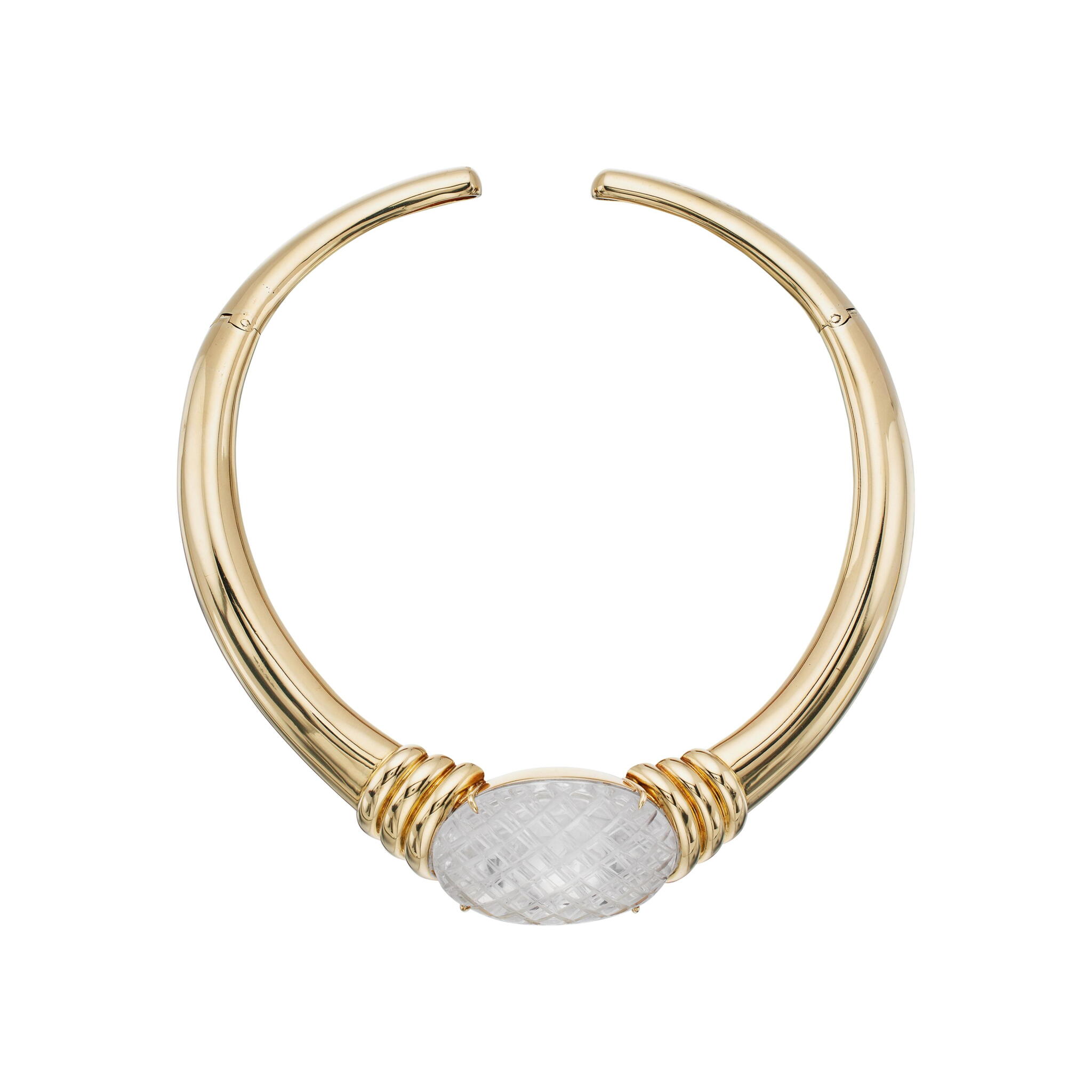 Vintage Gold and Quartz Choker Necklace  — view 1