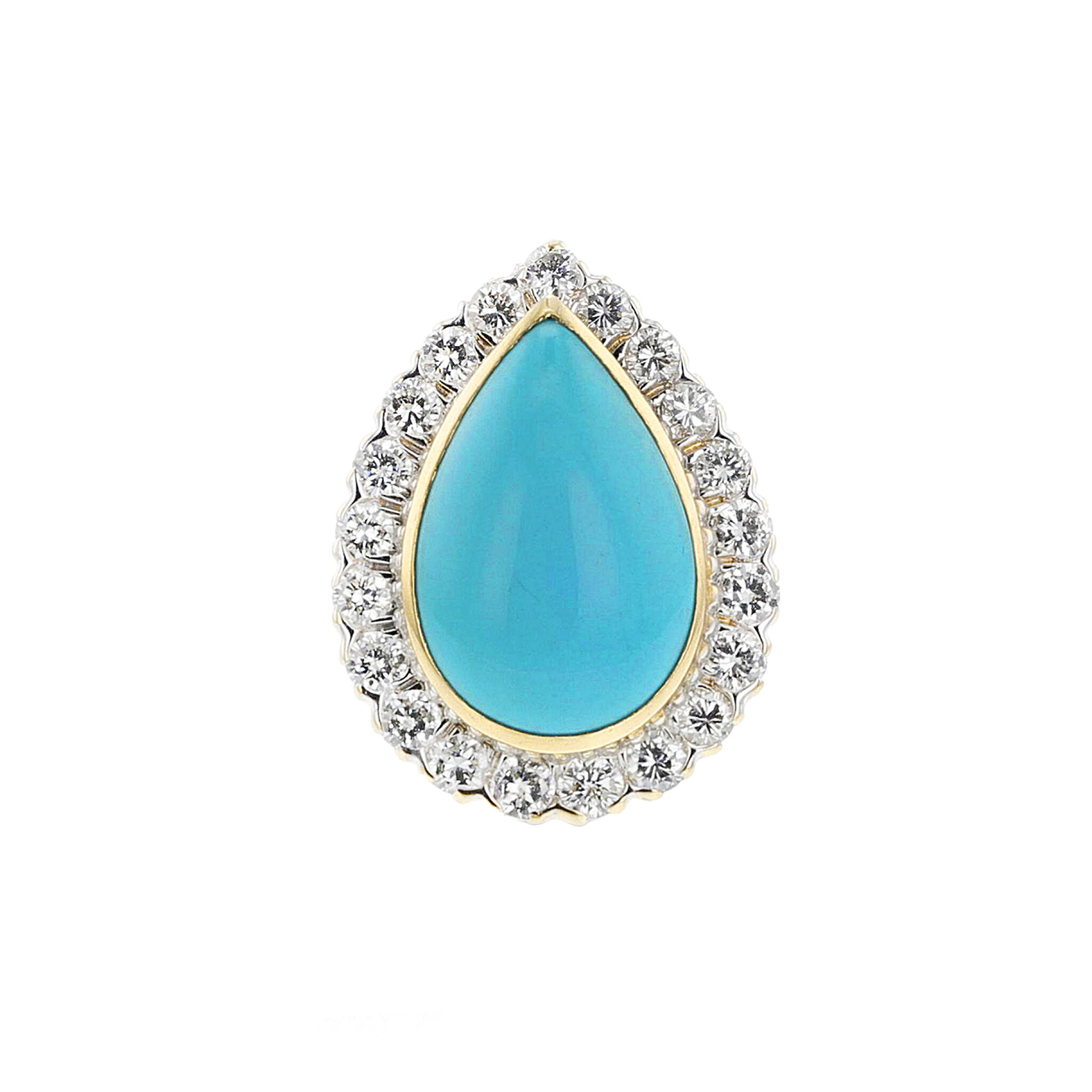 Vintage Gold, Turquoise and Diamond Ring — view 1