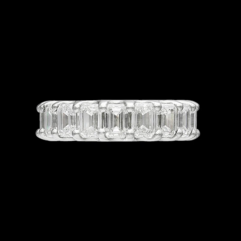 Platinum and 7.15ctw Emerald Cut Diamond Eternity Band Ring