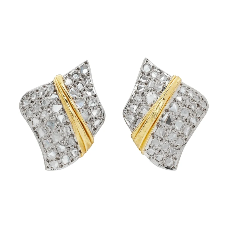 Gold, White Gold, and Diamond Earclips