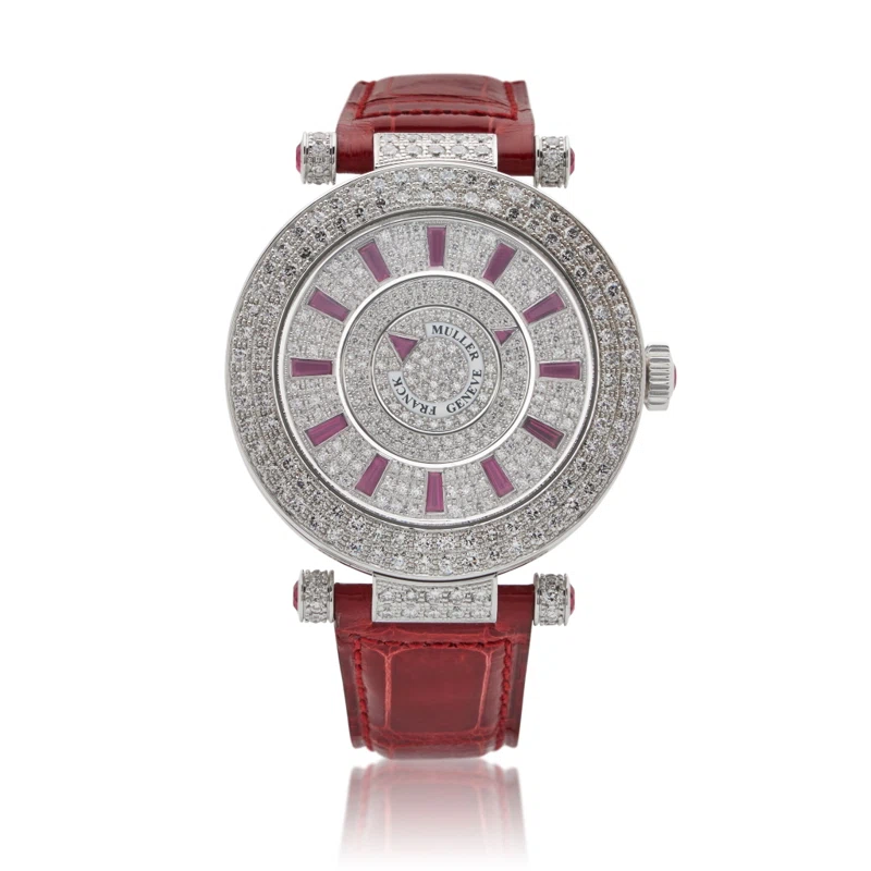 Double Mystery (المرجع 42 DM D 2R CD). ساعة يد من white gold diamond ruby-set بقطر 42mm، بحركة أوتوماتيكية.
