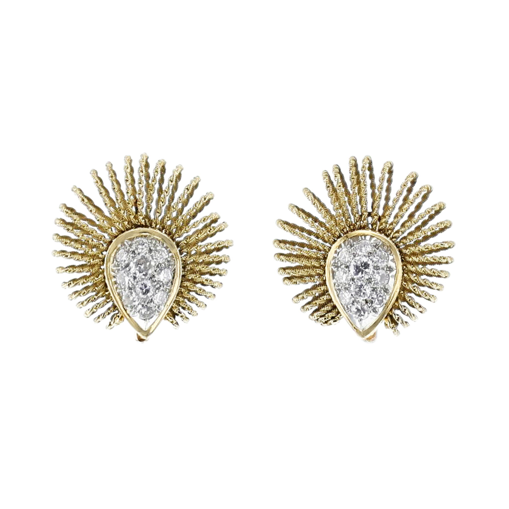 Vintage Gold and Diamond Earclips  — view 1